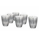 Set 6 Bicchieri Acqua Kalahari in Vetro VdE Tivoli 1996 Trasparente con Pois Neri