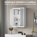 Mobile da Bagno a Parete 61x20x84 cm con 3 Ripriani in MDF Bianco  