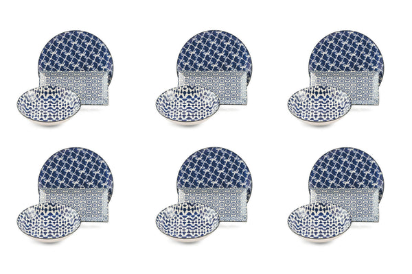 Servizio Piatti 18 Pezzi in Gres Villa d'Este Blue Wave sconto