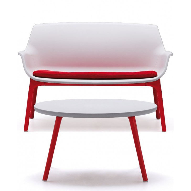 Set da Giardino Divano Poltrone e Tavolino in Polipropilene Vandi Bianco e Rosso