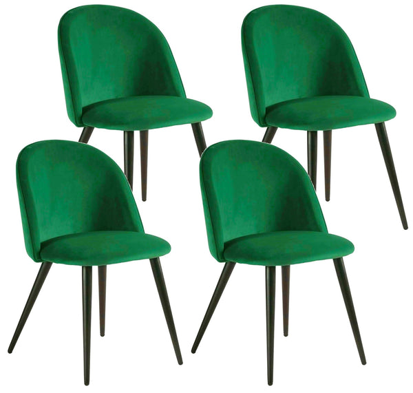 Set 4 Sedie Imbottite 49x52x79 cm in Velluto Verde e Nero online