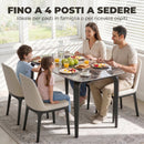 Tavolo da Pranzo per 4 Persone 130x70x75 cm con Piano in Pietra Sinterizzata Marrone e Nero      