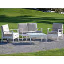 Set Salotto da Giardino in Wiker Bianco Diavano con 2 Poltrone e Tavolino