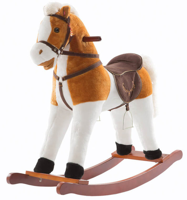 sconto Cavallo a Dondolo con Suoni in Peluche e Legno Miller Luxembourg Marrone e Bianco