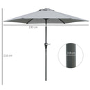 Ombrellone da Giardino Inclinabile con Apertura a Manovella e 6 Stecche 2,3x2m  Grigio