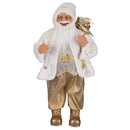 Pupazzo Babbo Natale H46 cm in Stoffa Oro e Bianco
