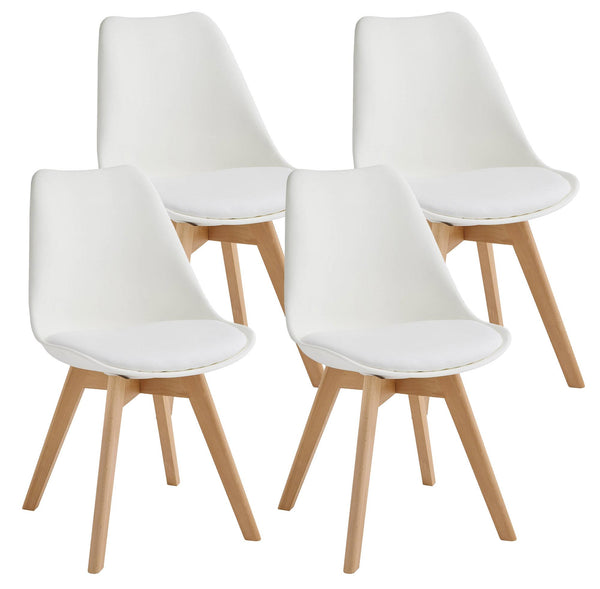 prezzo Set 4 Sedie 52x48,5x82 cm in Similpelle e Legno di Faggio Tommy Bianche