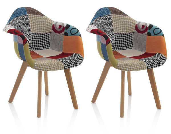prezzo Set 2 Sedie 65x56x81,5 cm in Tessuto Patchwork