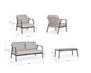 Set 4 Pezzi Salotto da Giardino con Divano 2 Poltrone e Tavolino in Alluminio Corda Poliestere e Pietra Sinterizzata Miravet Antracite e Cachi