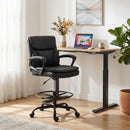 Sedia da Ufficio Girevole 61x 61x93-108 cm Schienale Alto con Braccioli in Finta Pelle Nero      