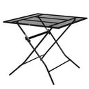 Tavolo da Giardino Pieghevole Quadrato 80x80x74 cm con Piano a Rete in Acciaio Nero