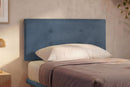 Letto Singolo con Rete Rivestita Microfibra Blu Tessis Testata Button Varie Misure