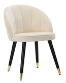 Sedia Loty Crema 57x58x80 cm in Legno e Velluto Crema, Oro e Nero