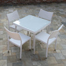 Tavolo da Giardino in Polyrattan con Vetro 80x80H77cm Adila Bianco Crema