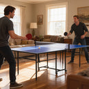 Tavolo da Ping Pong Pieghevole per Interni 274x152,5x75,5 cm con Ruote Girevoli Rete Racchette e Palline Blu      
