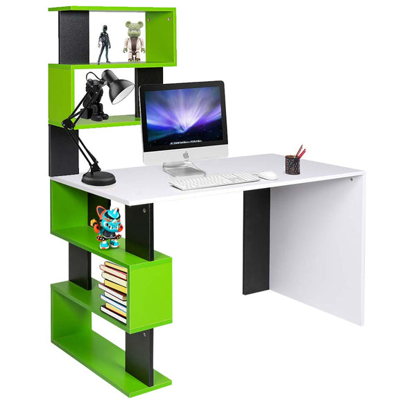 prezzo Scrivania Libreria 7 Ripiani Tavolo Porta Pc Computer Legno Casa Ufficio Verde