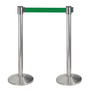 2 Colonnine Tendinastro 3 metri in Acciaio Inox Spazzolato Ø36x101 cm Nastro Verde