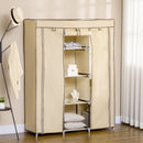 Armadio  Guardaroba da Campeggio 125x43x162,5 cm 8 Ripiani in Tessuto Beige