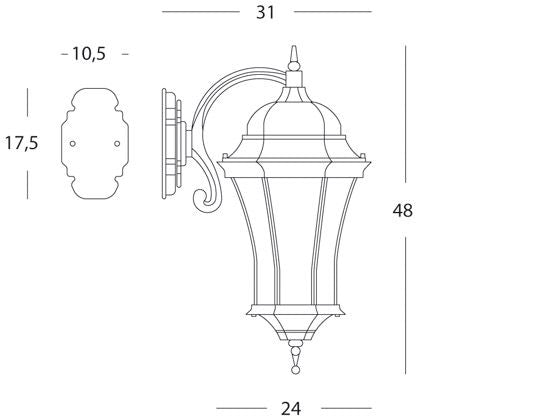 Lampada Applique in Basso Colore Nero e Verde per Esterno Linea Curvata Sovil