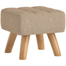 Pouf Poggiapiedi 27x27x26 cm Gambe in Legno di Caucciù Portata Fino a 110 kg in Tessuto Effetto Lino Marrone      