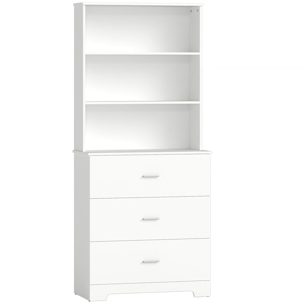 sconto Libreria a Muro 79x39,5x182,2 cm con 3 Ripiani Aperti e 3 Cassetti in Legno Bianco