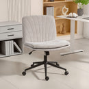 Sedia da Ufficio Regolabile 62x67x83-93 cm Inclinabile e Girevole in Tessuto Chenille e Acciaio Beige      