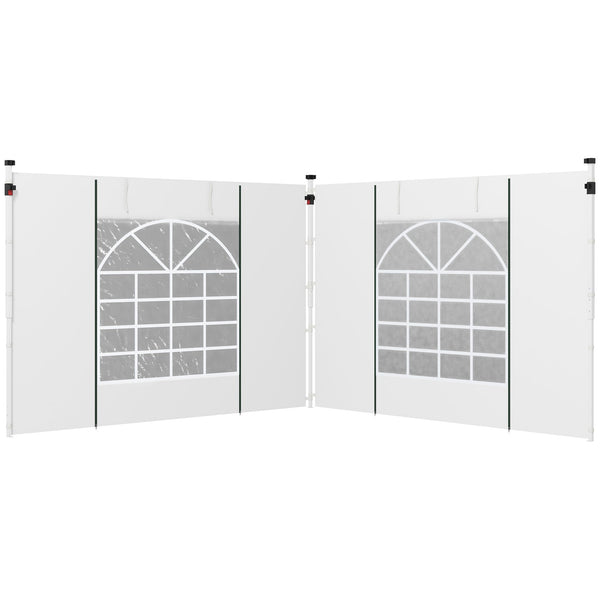 sconto Set 2 Pareti 295x195 cm con Finestre e Tende Avvolgibili per Gazebo 3x3m e 3x6m Bianco