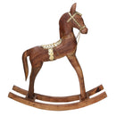 Cavallo a Dondolo Decorativo in Legno rivestito in Metallo oro cm 50X13xh56