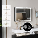 Armadietto a Specchio da Bagno 80x12,8x60 cm Illuminato a LED 3 Tonalità in Vetro e Alluminio Nero  