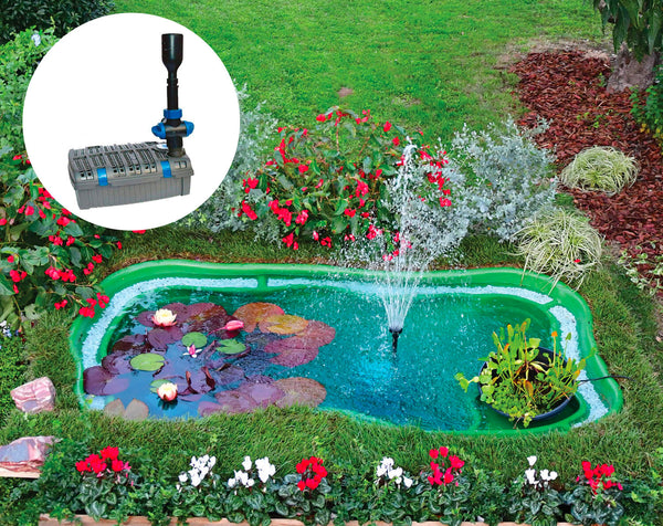 prezzo Kit Laghetto Artificiale + Pompa Filtro da Giardino 235x140x60 cm in Polietilene 1000 Litri Verde