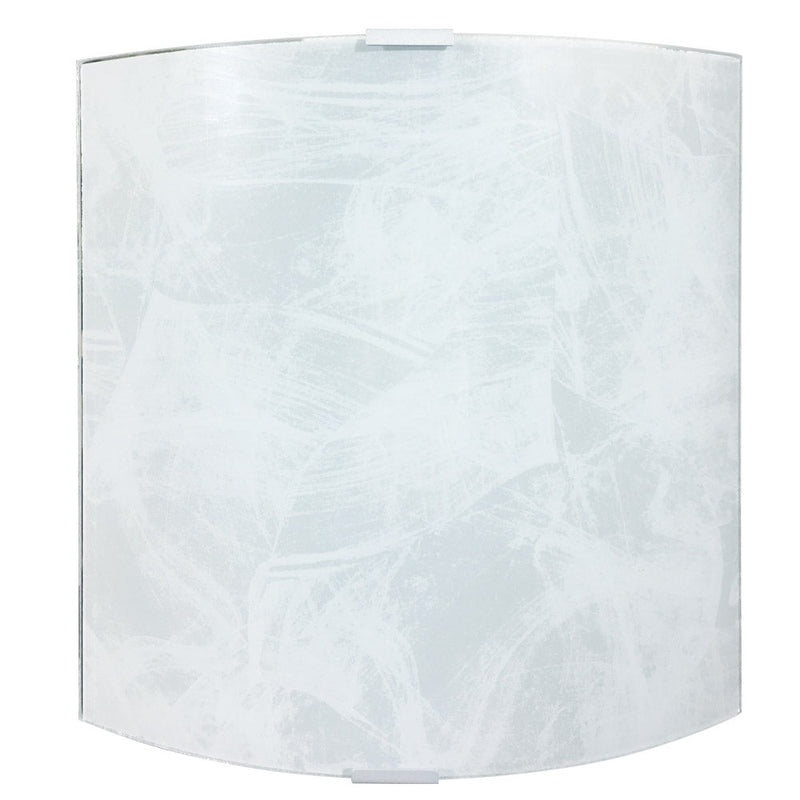 Applique 1xE27 Montatura Argento Vetro Lastra Serigrafato Bianco E-Energy Lea