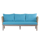 Set Salotto da Giardino Divano 2 Poltrone e Tavolino in Acacia Sbiancata e Polyrattan Santa Maria