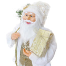 Pupazzo Babbo Natale H110 cm con Luci e Suoni Bianco e Oro