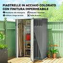 Capanno Porta Attrezzi 142x86x189 cm con Tetto Inclinato e Porta Bloccabile in Metallo Grigio Chiaro      