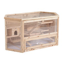 Gabbia per Roditori e Criceti a 2 Ripiani con Tetto Apribile in Legno 115x60x58 cm 