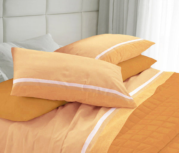 Set Lenzuola in Cotone Sopra Sotto e Federe Cober Belfast Arancione Varie Misure sconto