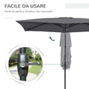 Ombrellone da Giardino 2x3 m Palo Ø38 mm in Alluminio e Poliestere Grigio