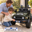 Macchina Elettrica per Bambini Fuoristrada Toyota Fj Cruiser 12V Telecomando Ruote in Gomma e Sedile in Pelle Verde Militare