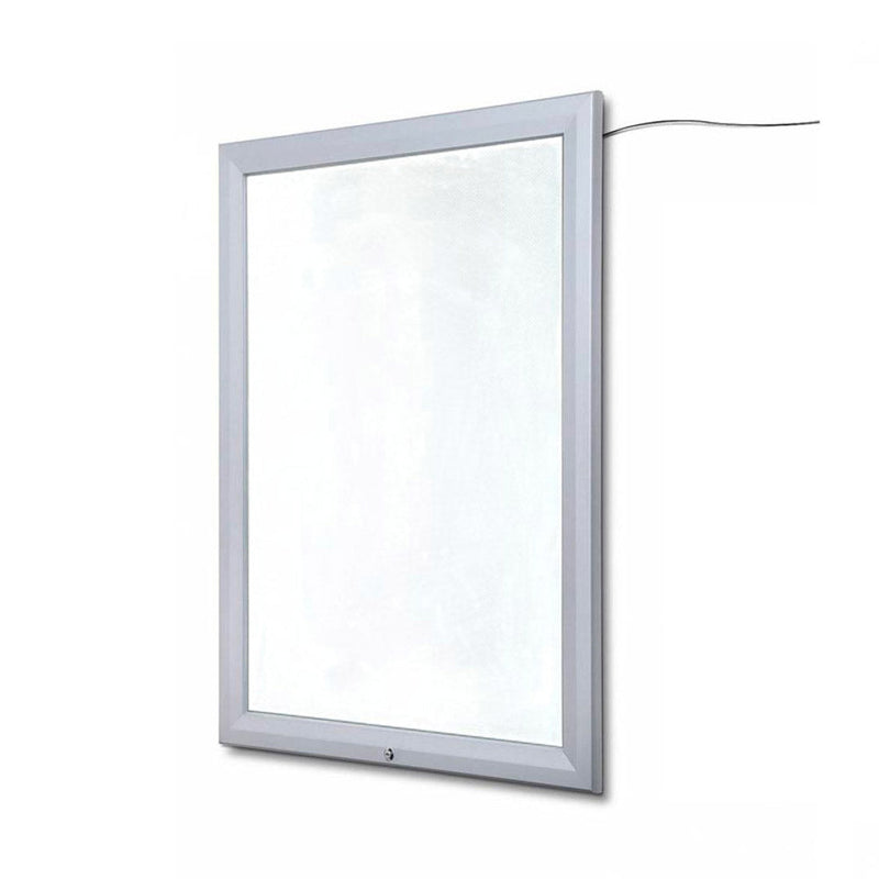 Bacheca con Apertura a Ribalta 70x100 cm in Alluminio Retroilluminata con Led Porta Poster Silver