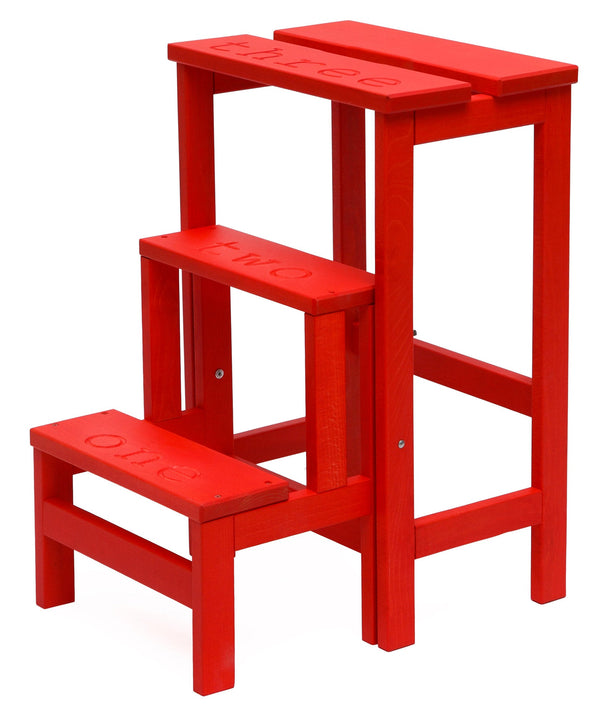prezzo Sgabello Scaletta 60x40x46 cm in Legno Rosso