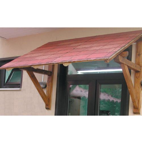 Pensilina Tettoia in Legno Massello con Copertura in Perline di Abete 180X100Cm per Arredo Esterno Casa