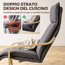 Poltrona Salotto 67x90x105 cm con Poggiapiedi e Schienale Alto in Lino Grigio Scuro      