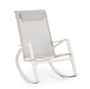 Poltrona a Dondolo da Giardino 60x107x95h cm in Acciaio e Textilene Ercolano Bianco e Grigio 