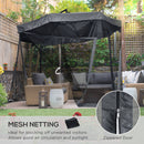 Ombrellone da Giardino 295x295x242 cm con Zanzariera e Base a Croce Grigio Scuro  