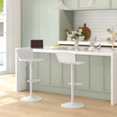 Set 2 Sgabelli da Bar con Schienale Altezza Regolabile 76,5-97,5 cm in PP Bianco