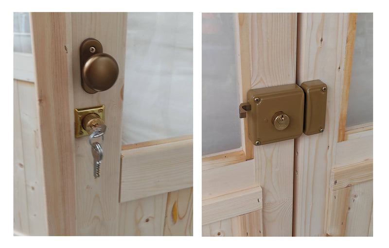 Casetta Box da Giardino per Attrezzi 254x276 cm con Porta Doppia Finestrata in Legno Naturale