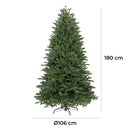 Albero di Natale Artificiale Realistico con Rami Fitti 180 cm 590 Rami Montaggio a Ombrello Verde