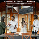 Tavolo da Giardino 80-160x80x75 cm Allungabile per 6 Persone in Plastica e Alluminio Beige      