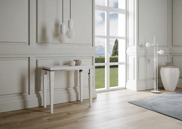 Consolle Allungabile 90x45-90x80 cm in Nobilitato Bianco prezzo