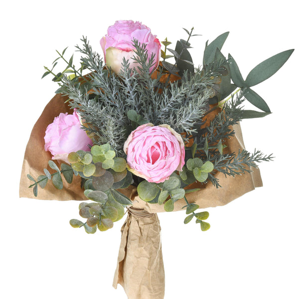 Set 2 Bouquet Artificiale Romantico con Rose Altezza 30 cm Rosa prezzo